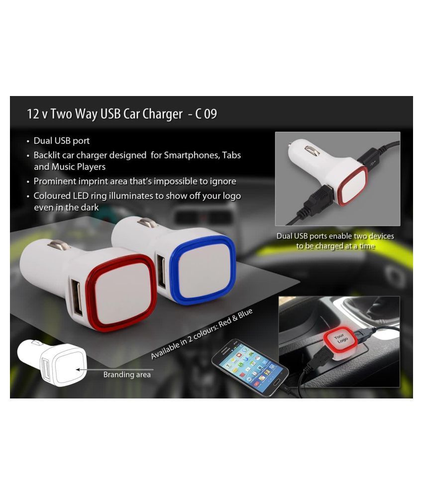 Kanojia Enterprise Car Mobile Charger 2.0Amp Dual Port White