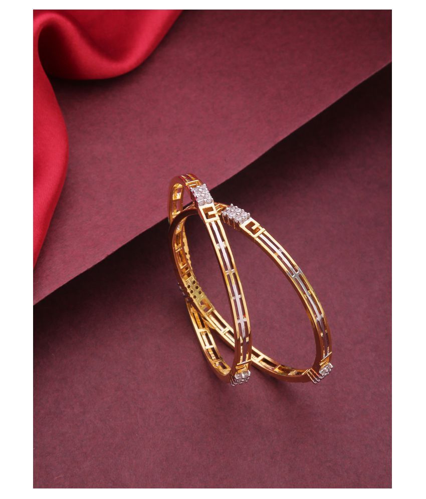     			Priyaasi Gold-Plated Geometric Design Bangles with Artificial Stones for Women and Girls