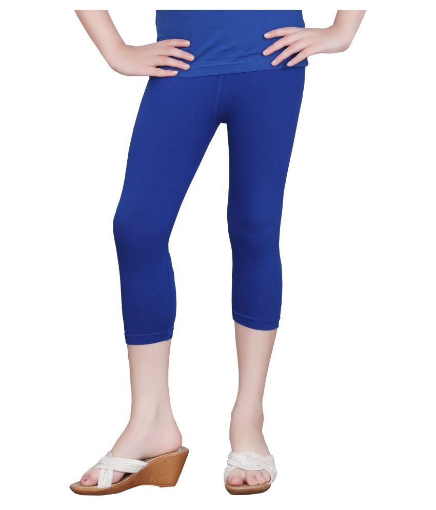     			Sinimini - Royal Blue Cotton Blend Girls Capris ( Pack of 1 )