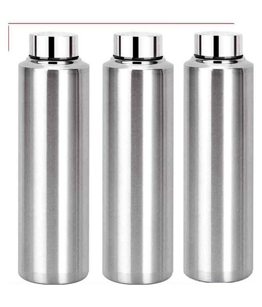 AKG Silver 600 mL Steel Water Bottle set of 3