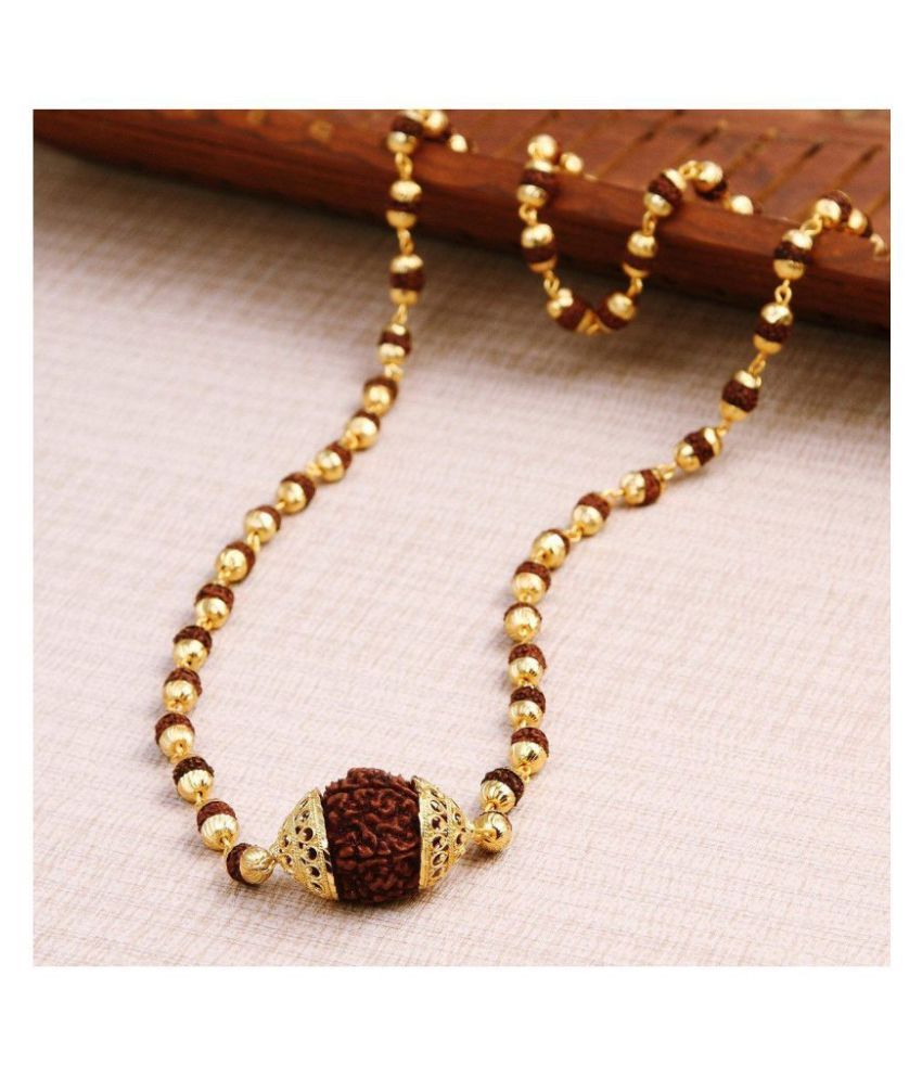     			Minprice original Rudraksha Mala with Big Rudraksha Pendand in Gold Plated Cap