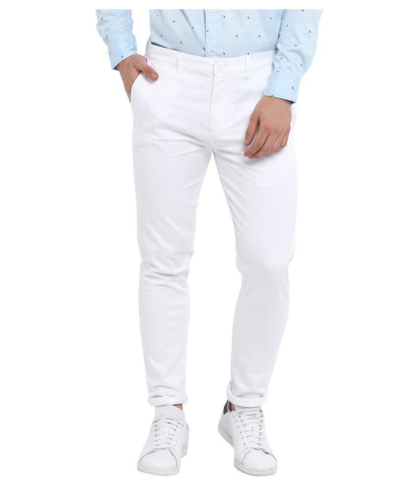white slim fit trousers