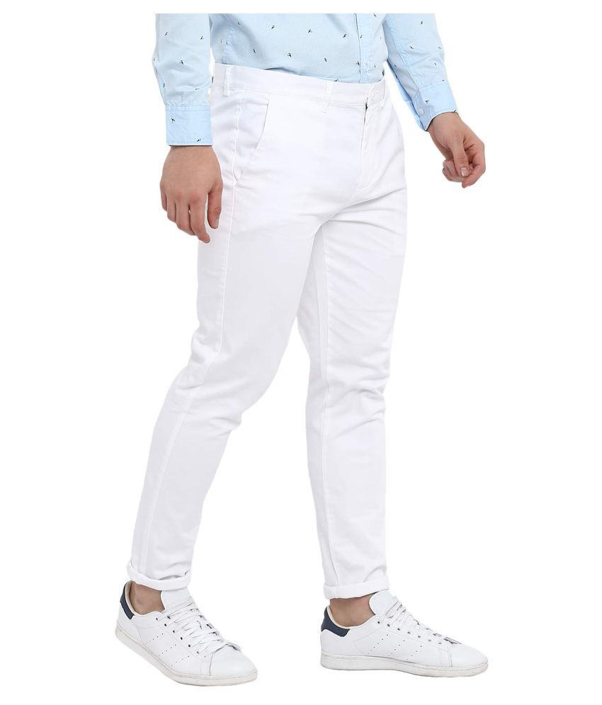 white slim fit trousers