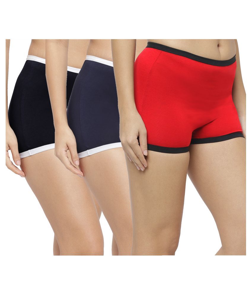     			N-Gal Pack of 3 Cotton Lycra Women's Boy Shorts ( Multi Color )