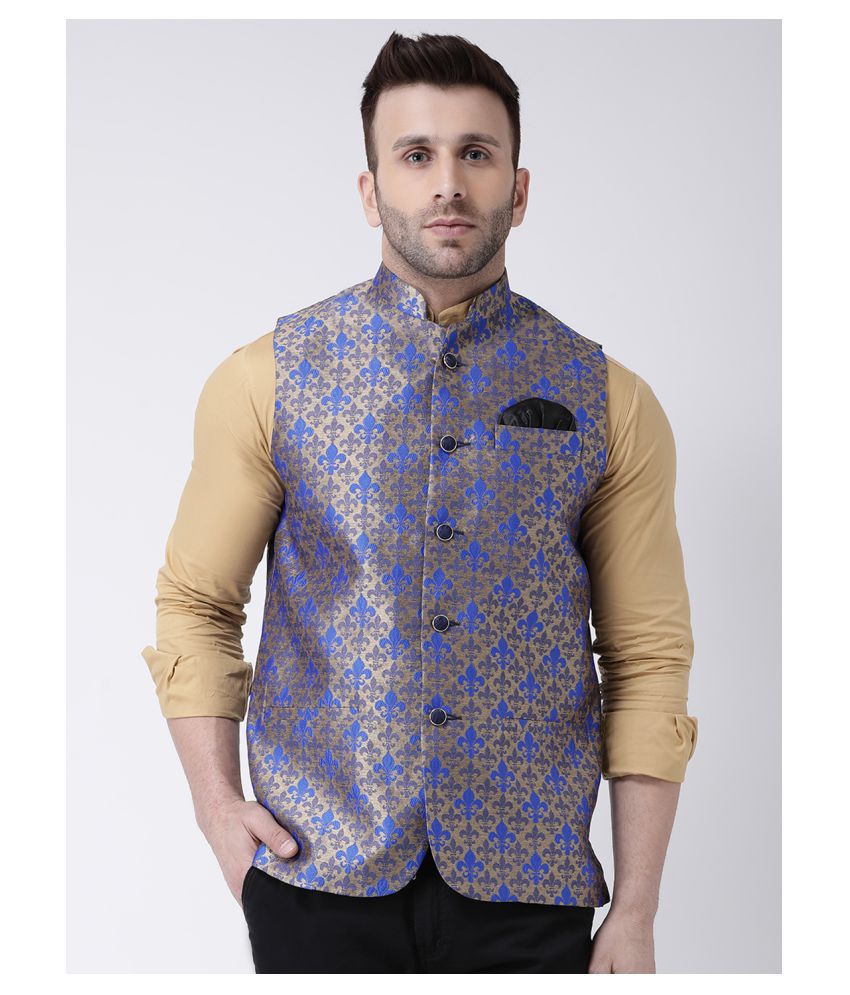     			Hangup Brown Polyester Blend Nehru Jacket