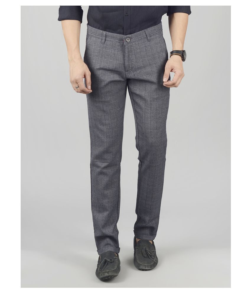 GreenFibre Grey Slim -Fit Trousers - Buy GreenFibre Grey Slim -Fit Trousers Online at Low Price 