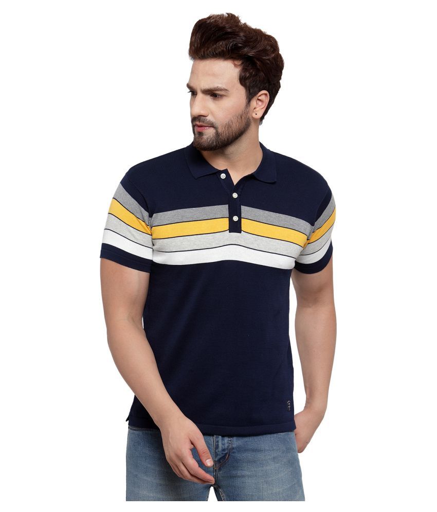 Cantabil Navy Stripers Polo T Shirt 