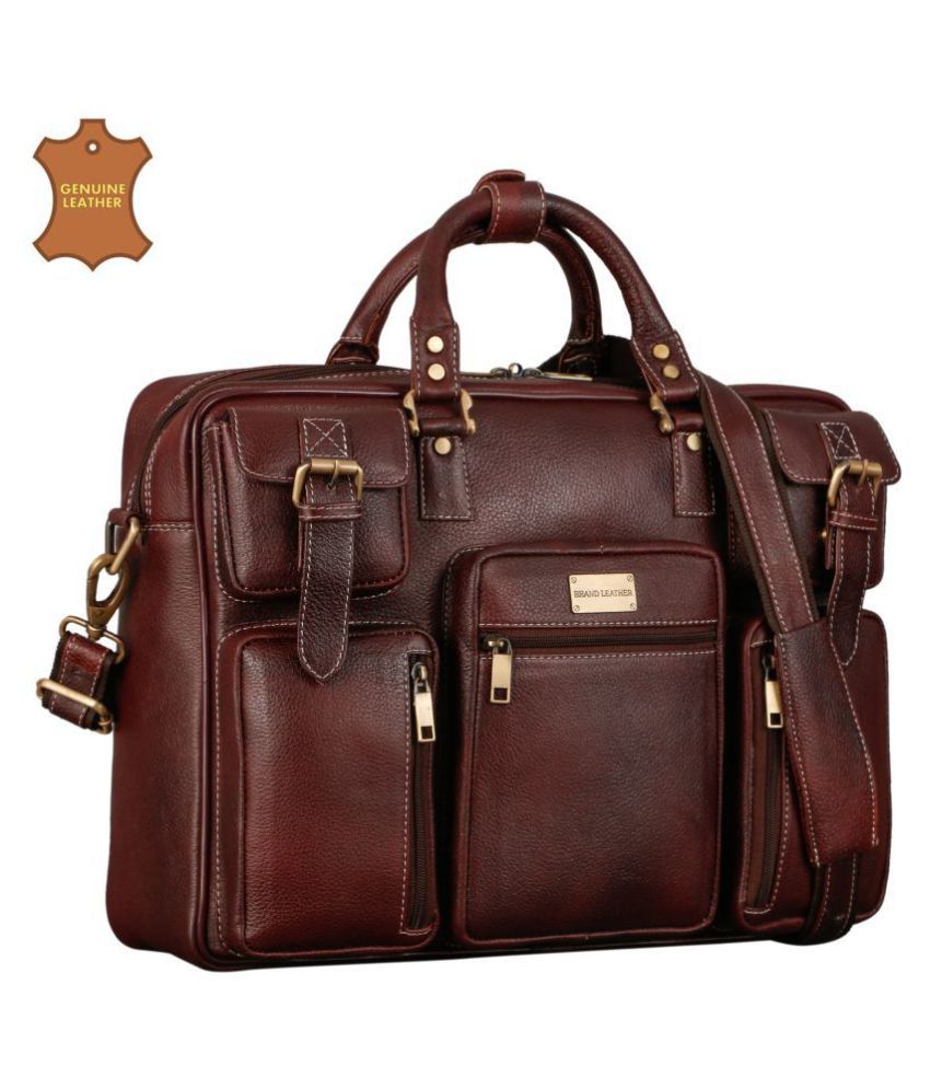 Brand Leather - Brown Leather Office Bag - Buy Brand Leather - Brown ...