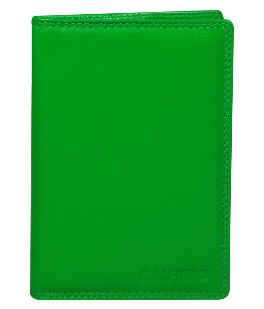     			Calfnero Leather Green Passport Holder