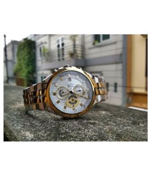 men fashion ed426 silver and gold chronograph wrist watch