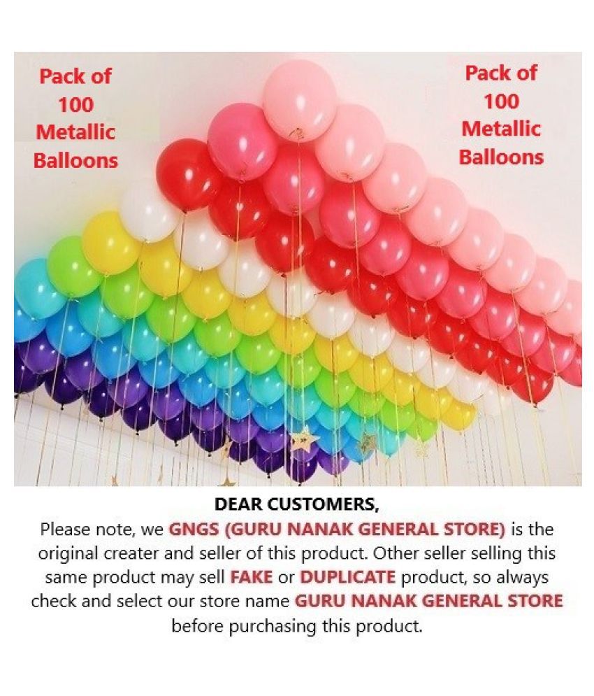     			GNGS Pack of 100 Multicolour Balloons for Decorations
