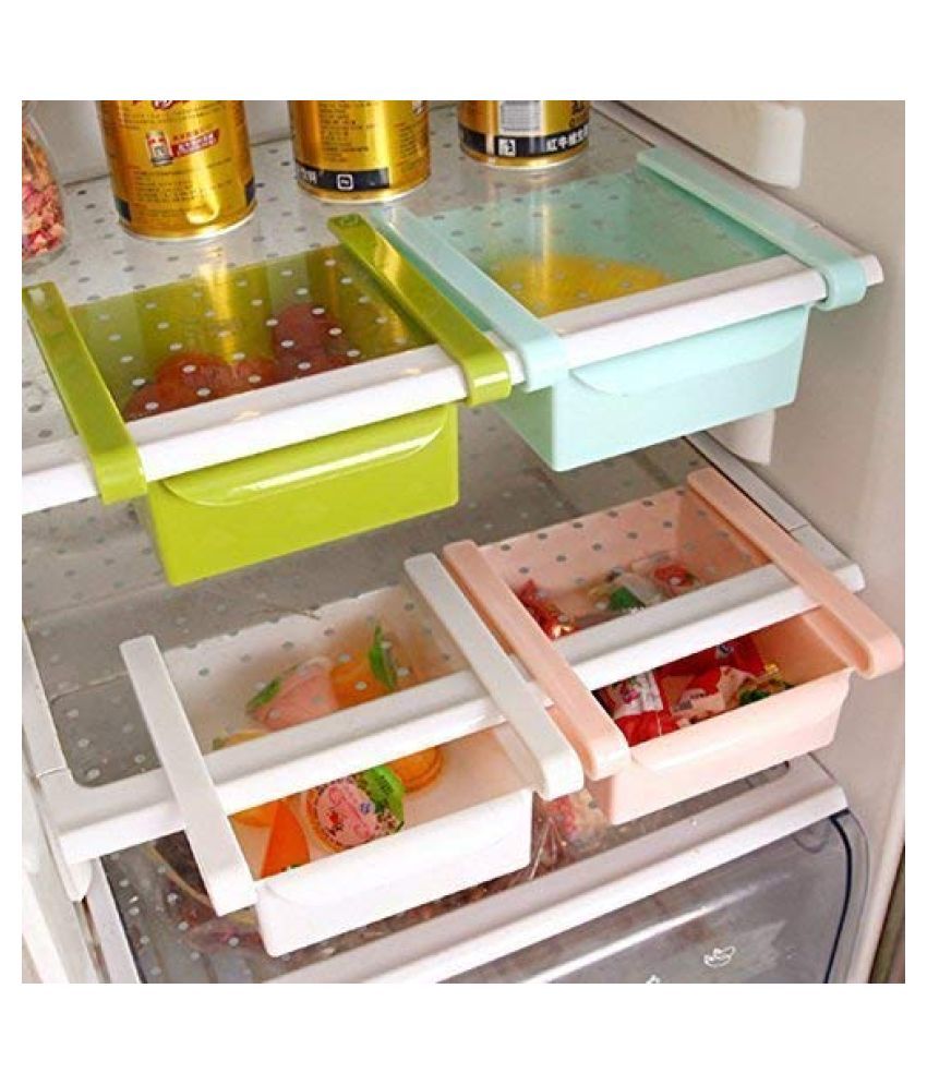 Plastic Refrigerator Storage Rack (Set of 4, Multicolour) Buy Plastic