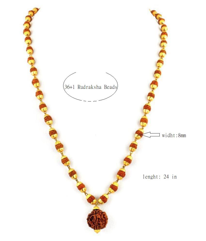 Pratima Rudraksha 5 Mukhi Japa Mala Rosary With Golden Cap With 1 Big 5