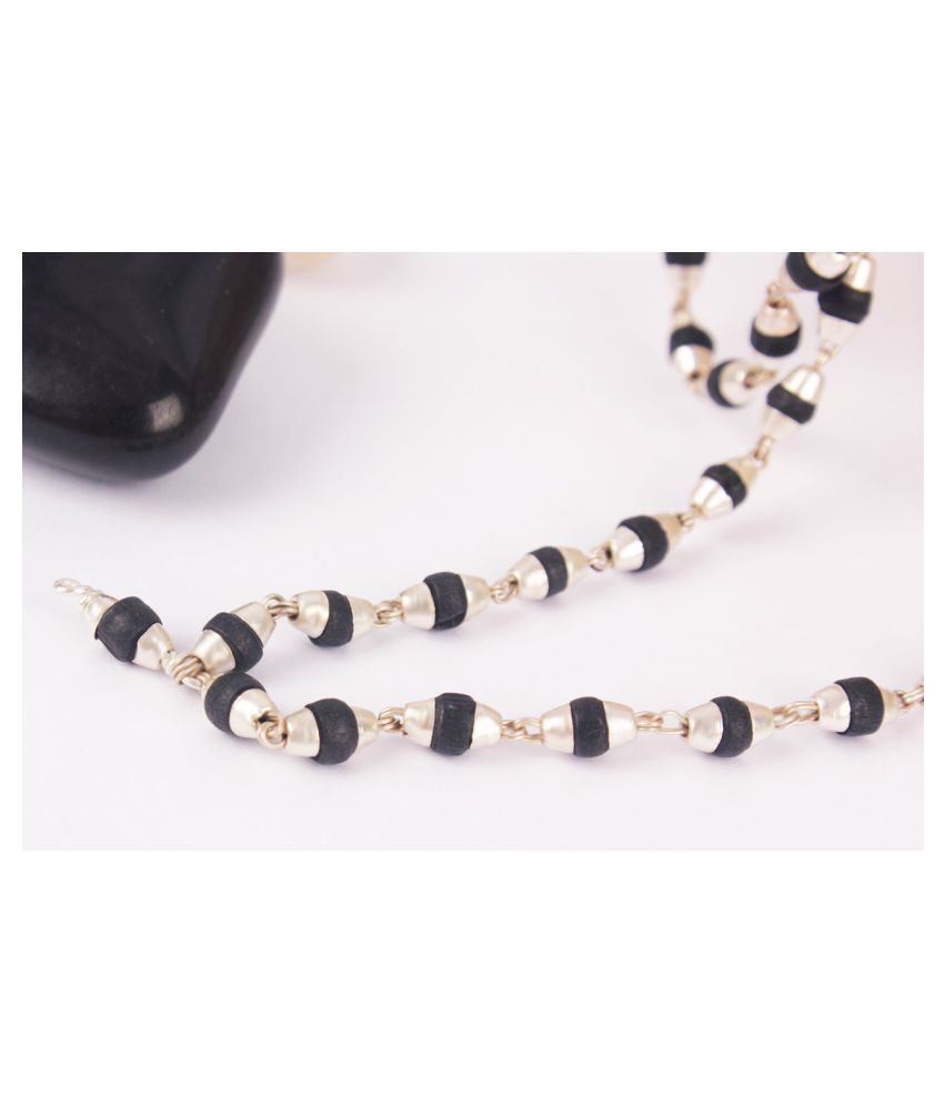 100 % original Black Tulsi Beads Mala In Brass made silver Self Design ...