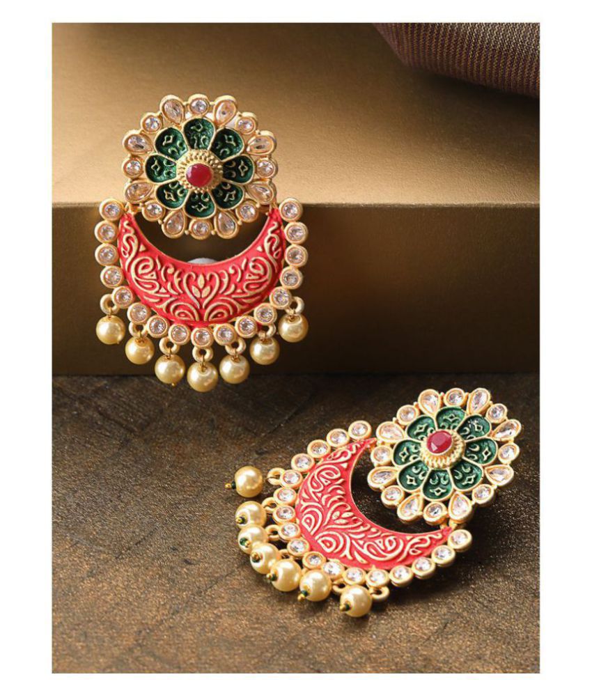     			Priyaasi - Red Chandbalis Earrings ( Pack of 1 )