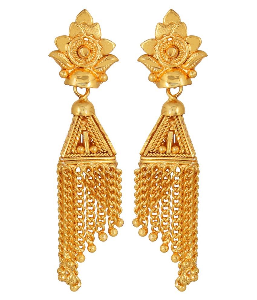 GoldNera Artificial Gold Jhalar Jhumki Ethnic Gold Plated Party Wear ...