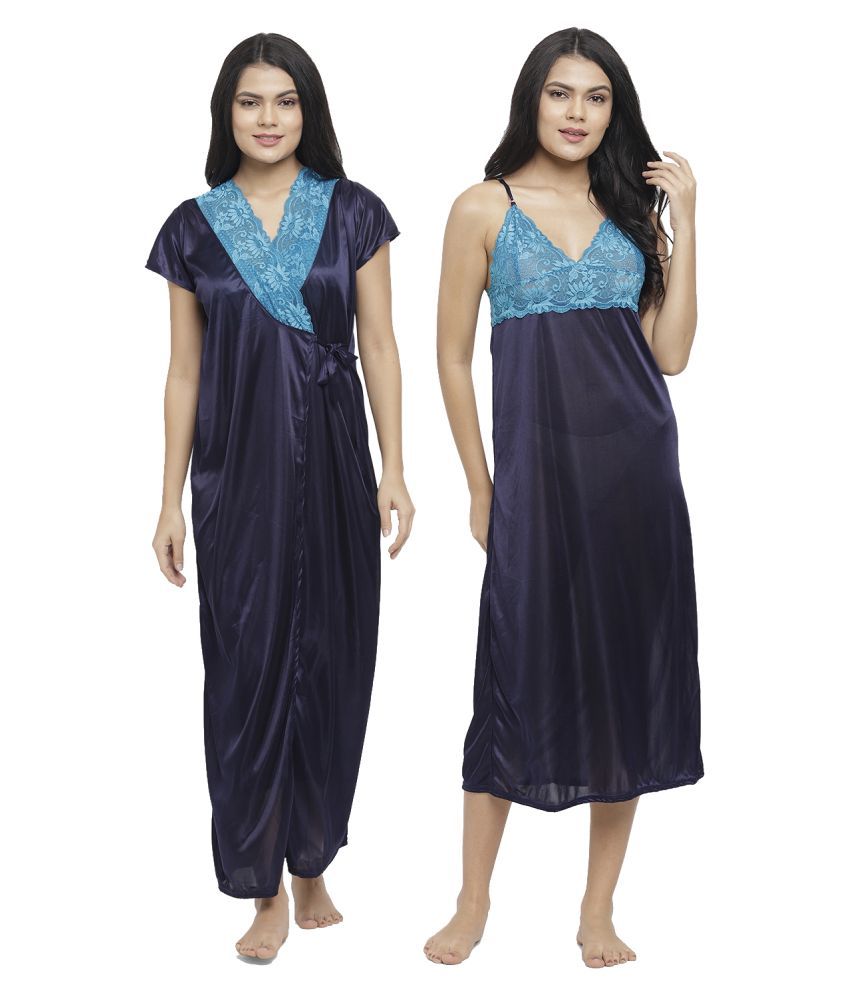     			N-Gal Satin Nighty & Night Gowns - Navy