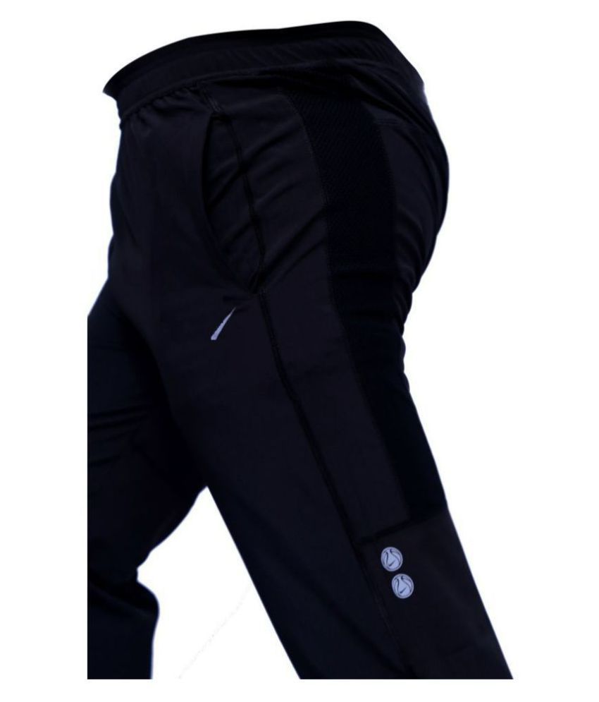 black polyester lycra joggers