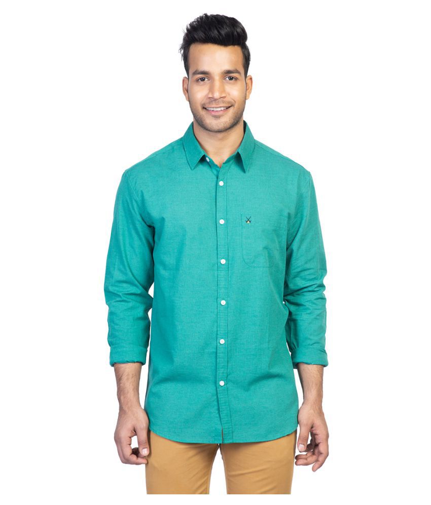 WEAVER CLOTHES 100 Percent Cotton Green Shirt - Buy WEAVER CLOTHES 100 ...