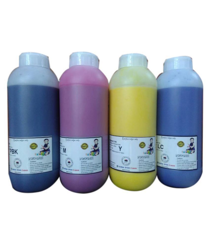 iPerfect Enterprises Canon Dye 1kg x4c Multicolor Pack of 4 Ink bottle for All Canon Printers G2000 G3000 G2002