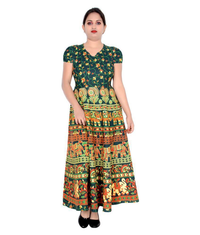     			Sttoffa - Green Cotton Women's Flared Kurti