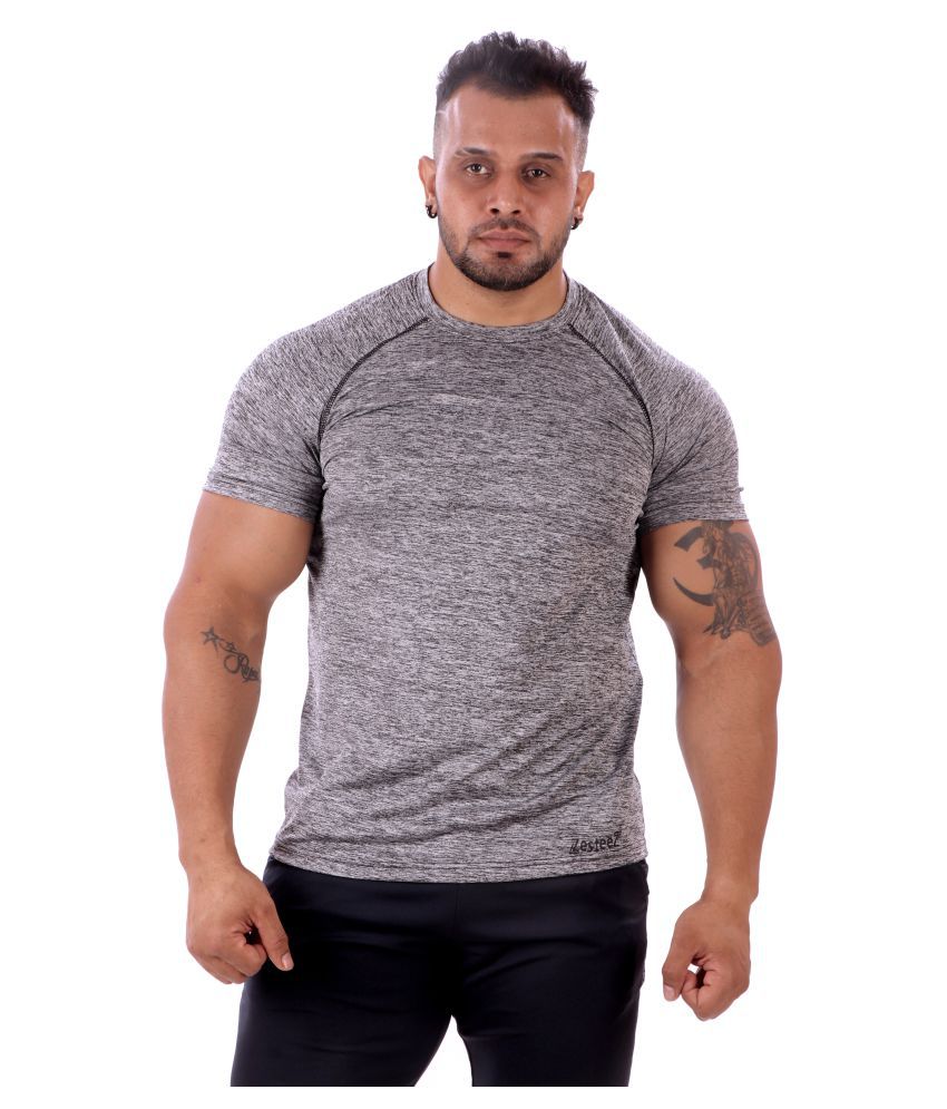 Zesteez Grey Polyester Lycra T-Shirt Single Pack