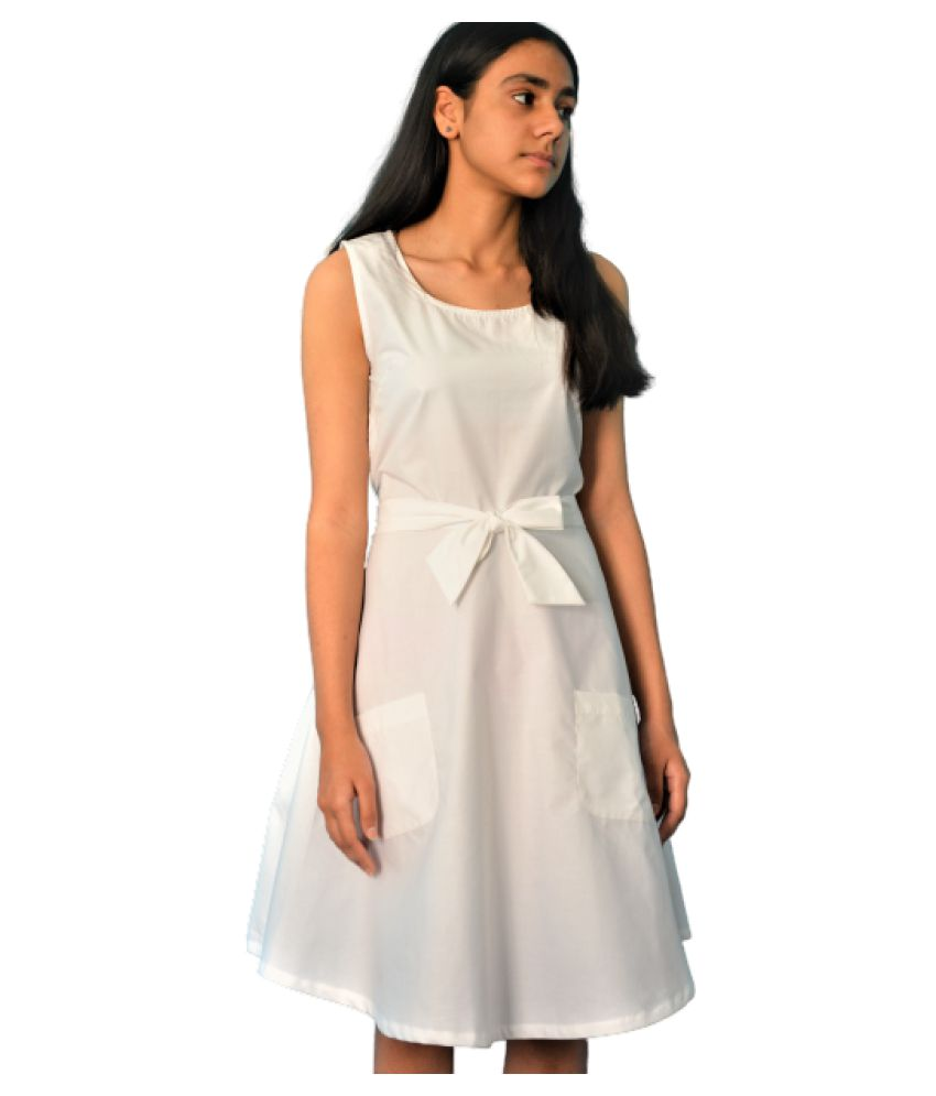 white cotton fit and flare dress