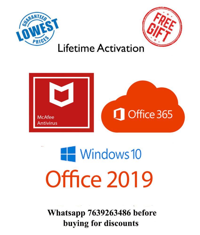 Microsoft Office 2019/365, Windows 10/7/8, McAfee Antivirus ...