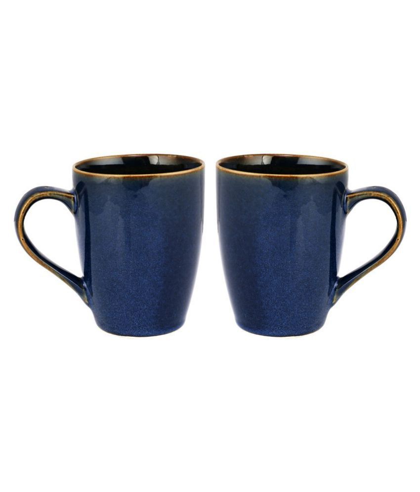 Kittens Metalic Blue Large Ceramic Coffee Mug 2 Pcs 320 mL