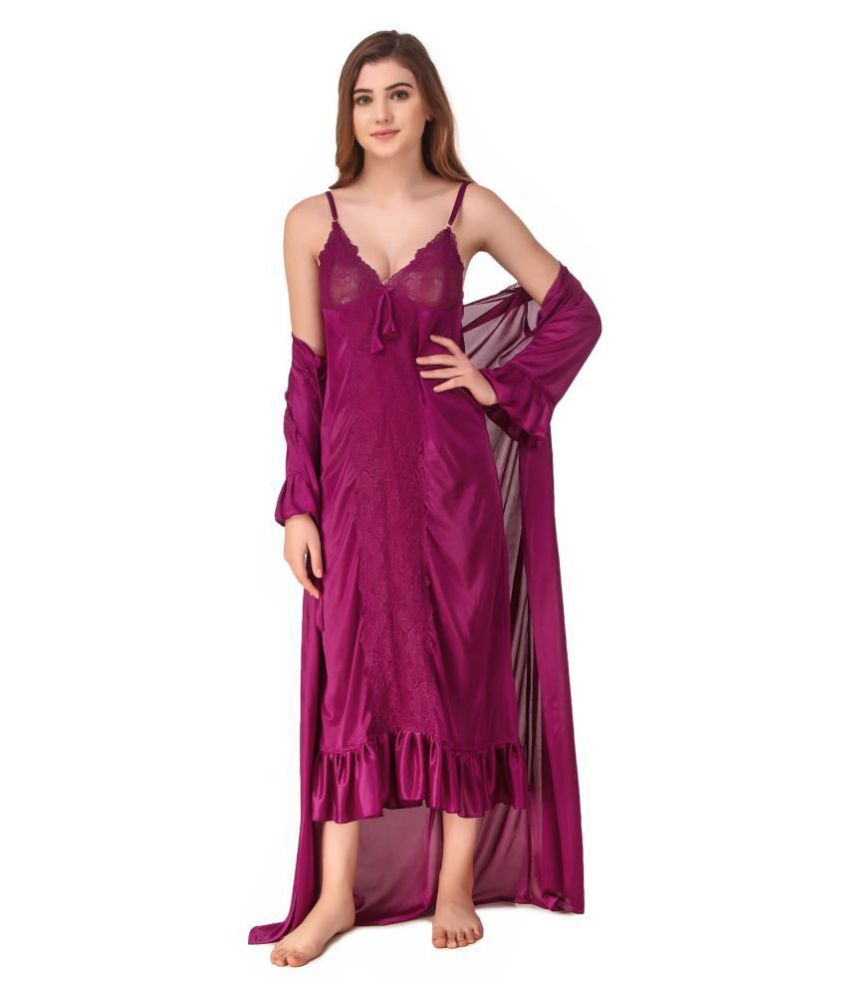     			Reposey Satin Nighty & Night Gowns - Purple