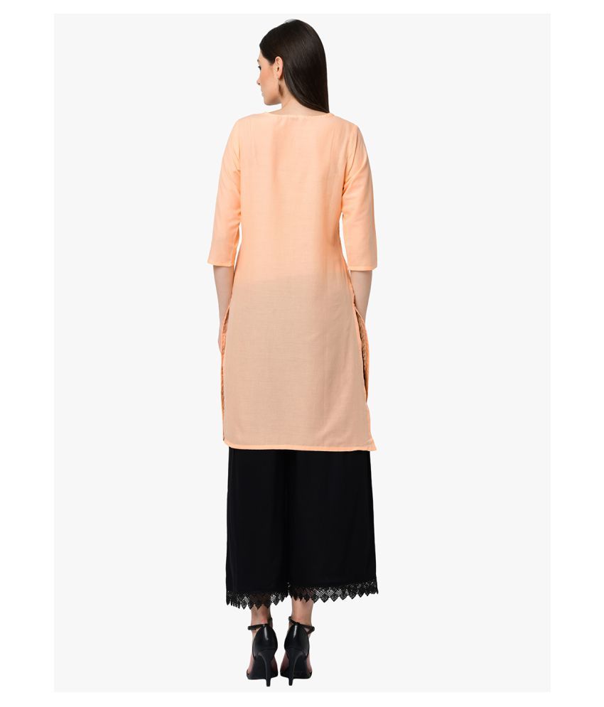 2Bme Peach Cotton Straight Kurti Buy 2Bme Peach Cotton Straight Kurti