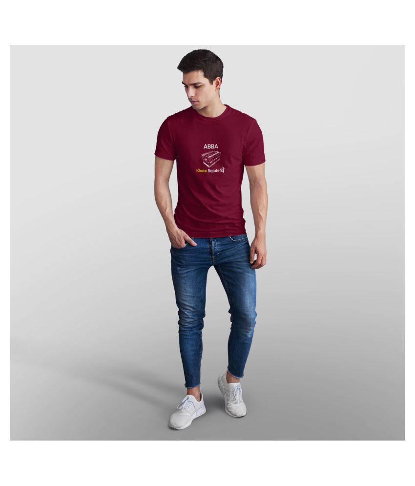     			The Twenty Eight Cotton Maroon Printed T-Shirt