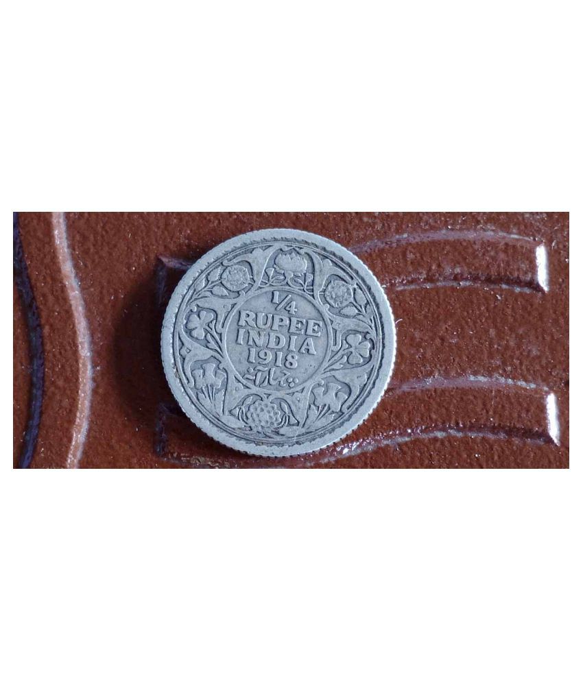 BRITISH INDIA - ¼ Rupee - King George V ( KG V ) 1918 Silver (.917) • 2.92 g • ⌀ 19 mm