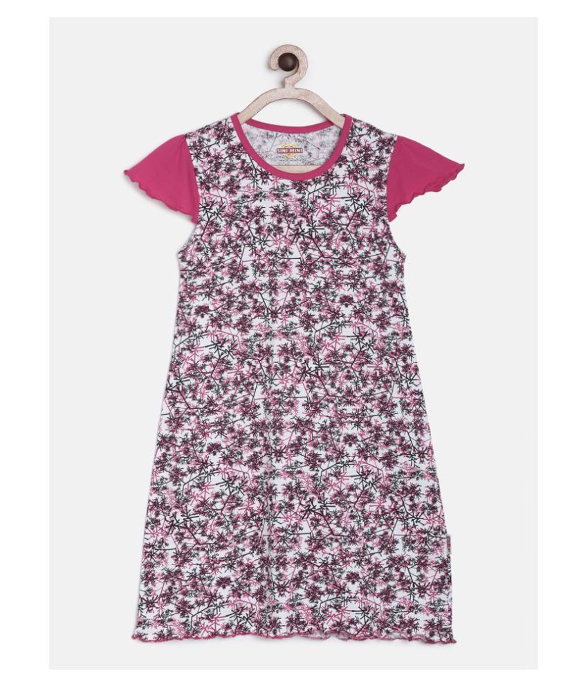     			Sinimini - Deep Pink Cotton Girl's A-line Dress ( Pack of 1 )