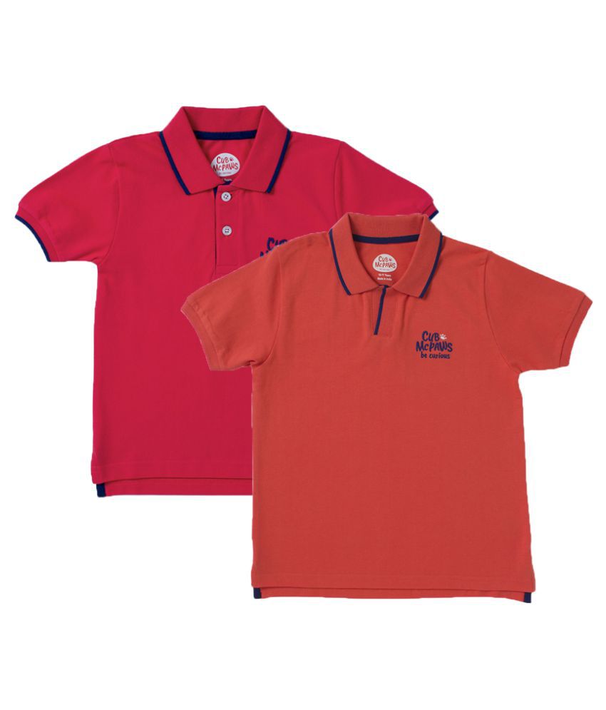Cub McPaws Pack of 2 Round Neck Polo Tshirt for Boys, This Boys Polo Tshirt combo is best for Casaul wear.This Boys Tshirt can also be Value buy for Travelling and Gifting. It has Cotton Yarn based Embroidery