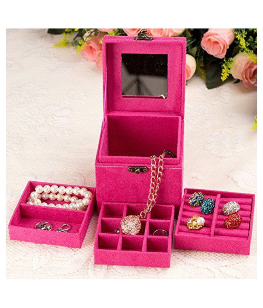 3 Layer Velvet Jewelry Box with Mirror: Buy 3 Layer Velvet Jewelry Box ...