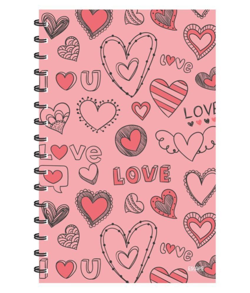     			ESCAPER Baby Pink Love with Hearts (RULED) Designer Diary, Notebook, Notepad