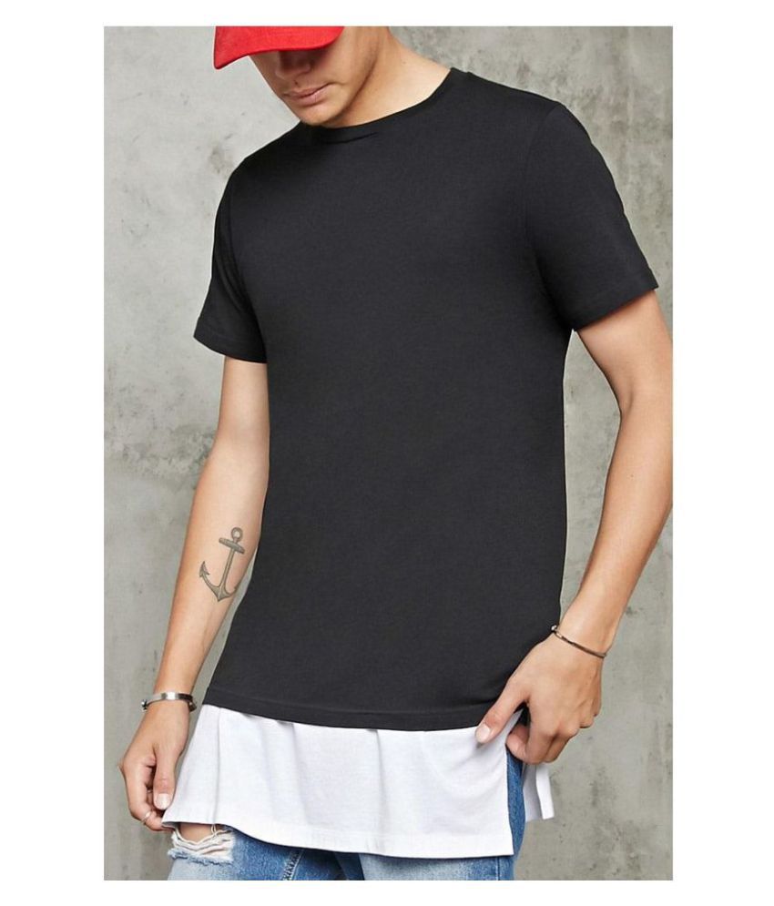    			PAUSE SPORT Cotton Blend Black Solids T-Shirt