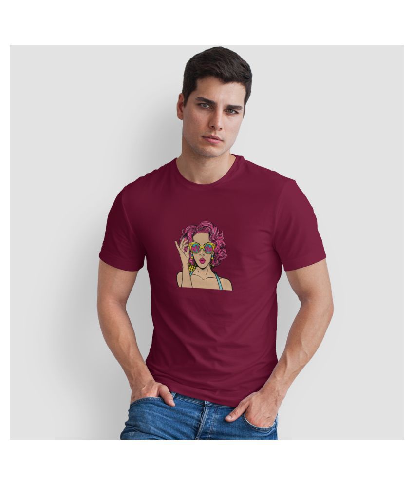     			The Twenty Eight Cotton Maroon Printed T-Shirt
