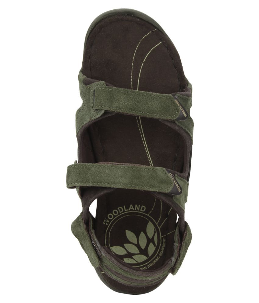 woodland men olive green leather sandals