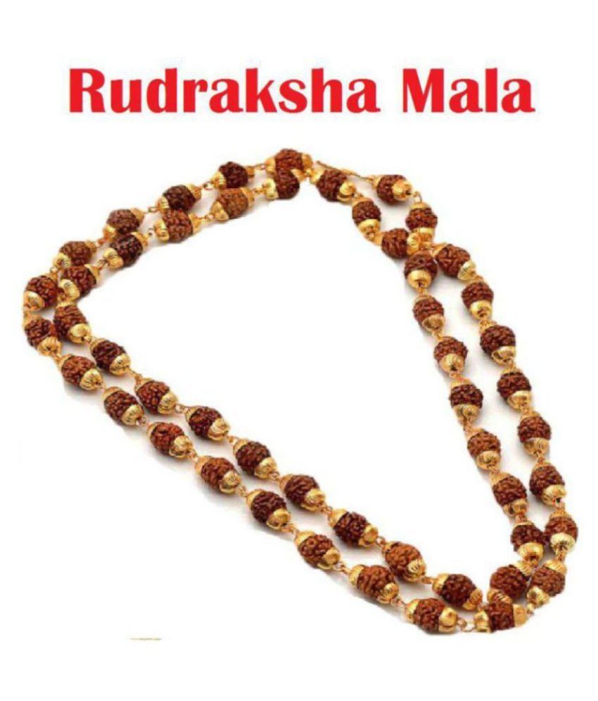     			Green Spiritual 5 Mukhi Rudraksha/Rudraksh Mala With Gold Plated Cap - Pack of 1 (8MM 36Beads)