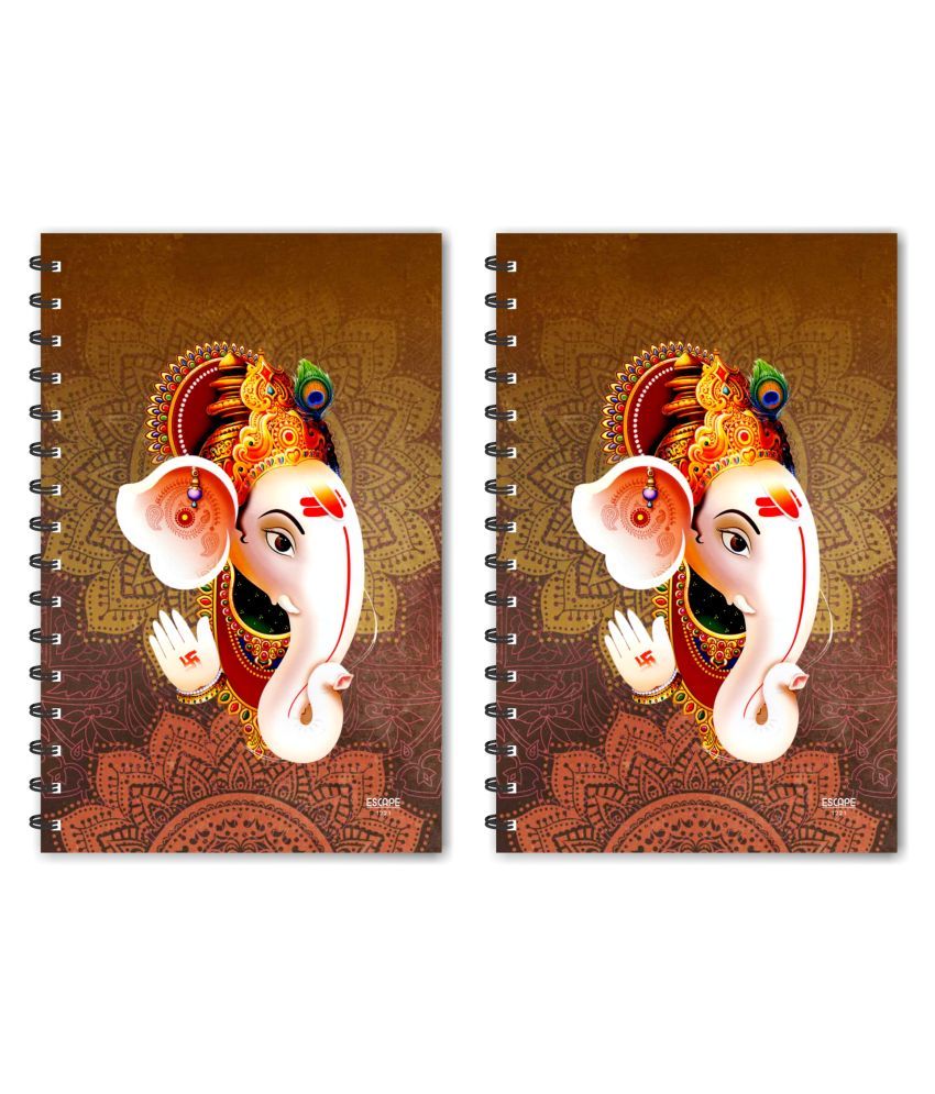     			ESCAPER Ganesha Diary (Ruled), Ganesh Diary, Devotional Dairy, God Diary, Designer Diary, Journal, Notebook, Notepad - Pack of 2 Diaries