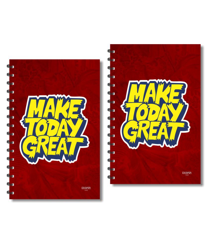     			ESCAPER RED Make Great Today (Ruled) Designer Diary, Notebook, Notepad - Pack of 2 Diaries