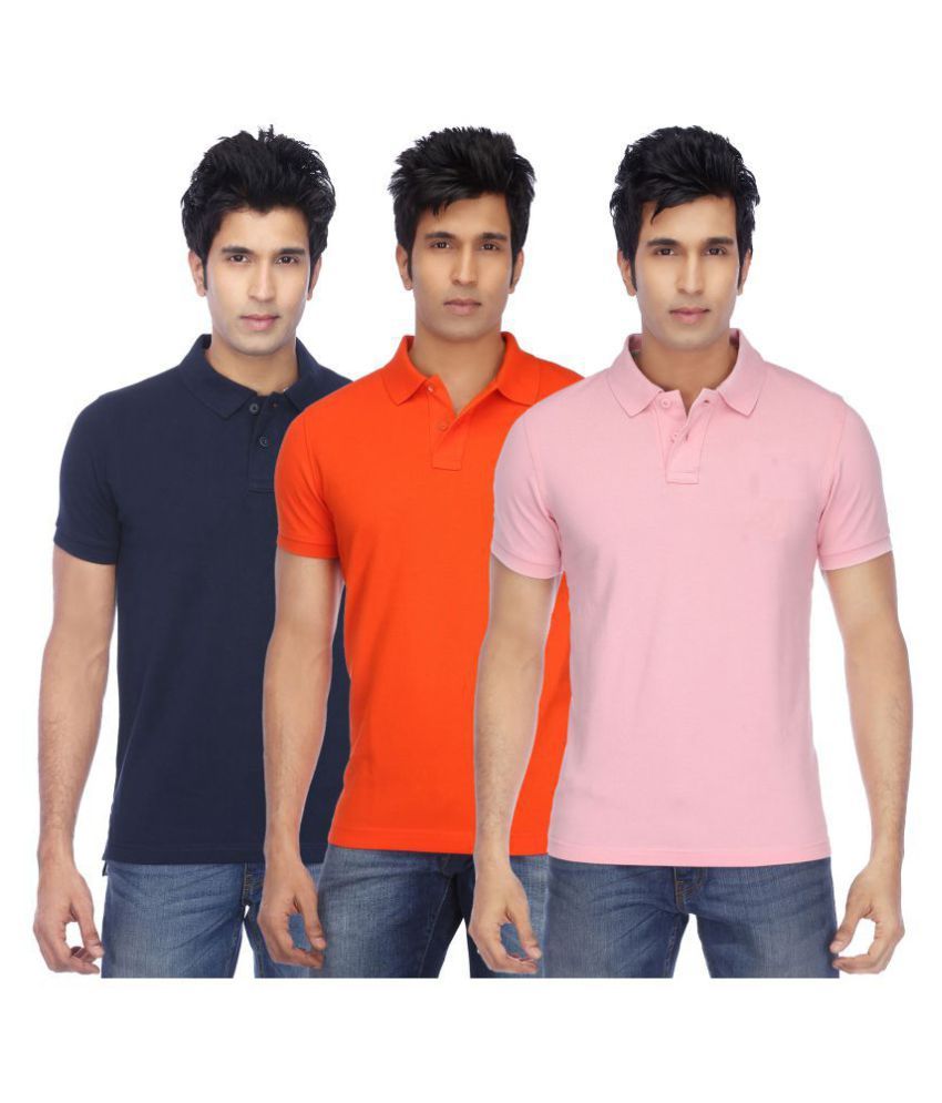     			KETEX Polyester Cotton Multicolor Plain Polo T Shirt