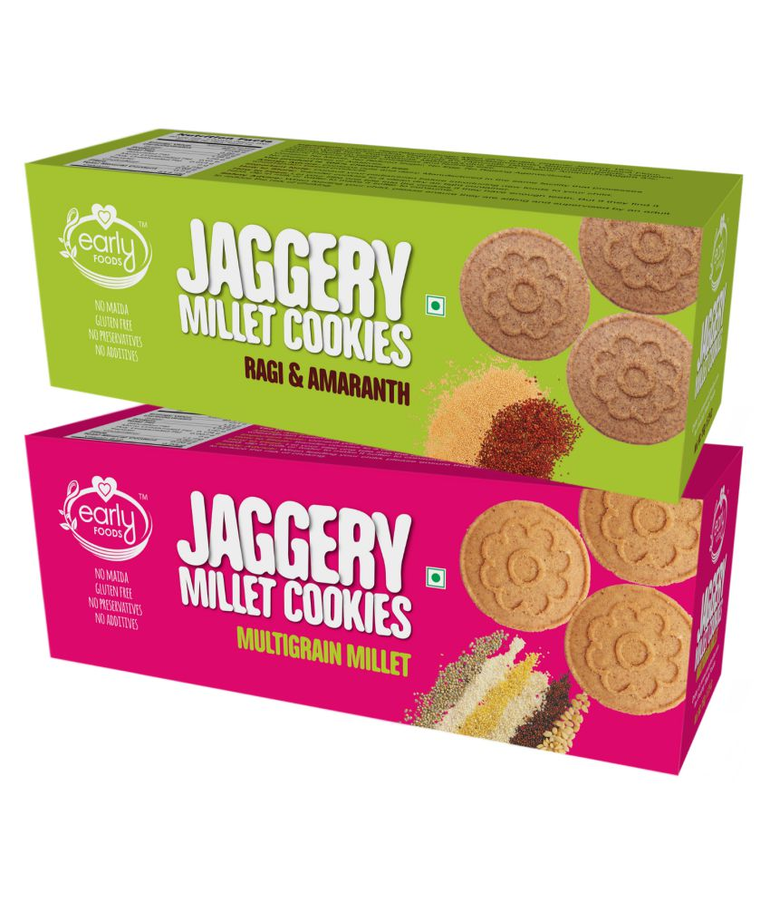 Early Foods Multigrain&RagiAmaranth Jaggery Cookies Biscuits for 12