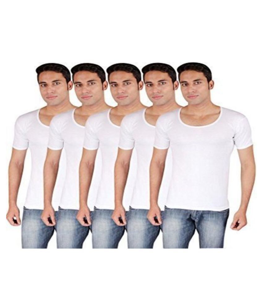 MGM White Half Sleeve Vests Pack of 5 Buy MGM White Half Sleeve Vests