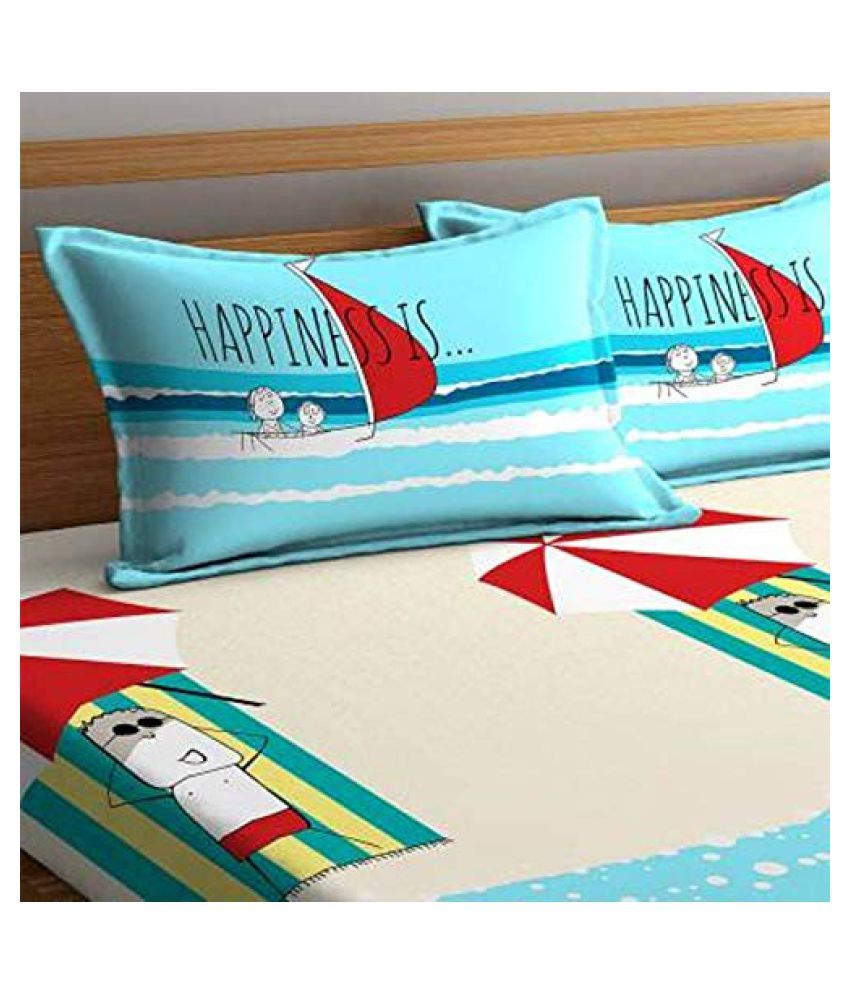 PORTICO HAPPINESS IS Cotton Single Bedsheet with 1 Pillow Cover Buy