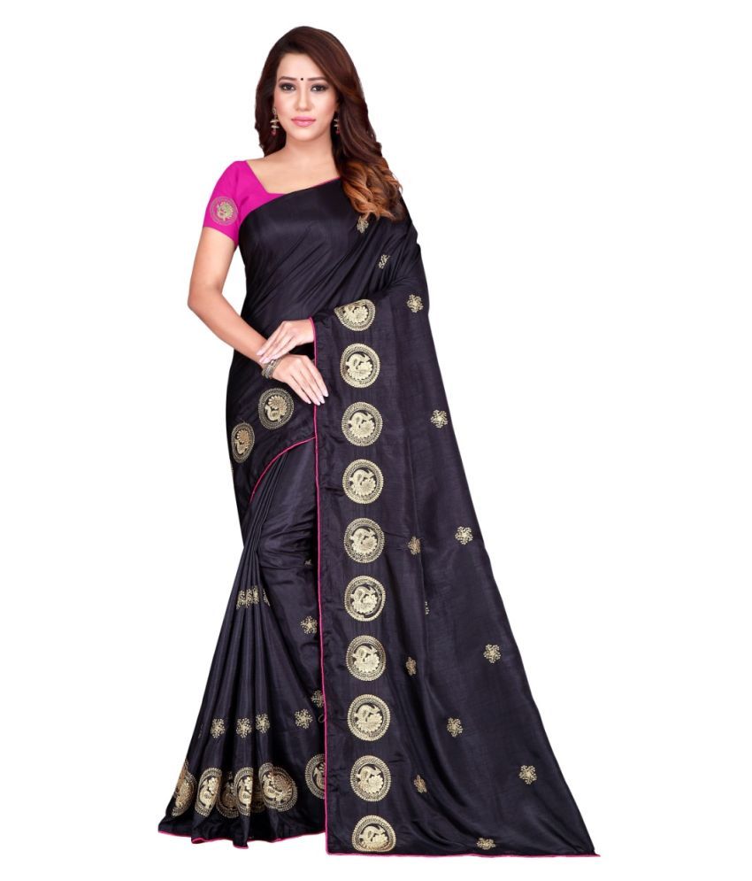 Dipesh Print Black Silk Blends Saree - Buy Dipesh Print Black Silk Blends Saree Online at Low 