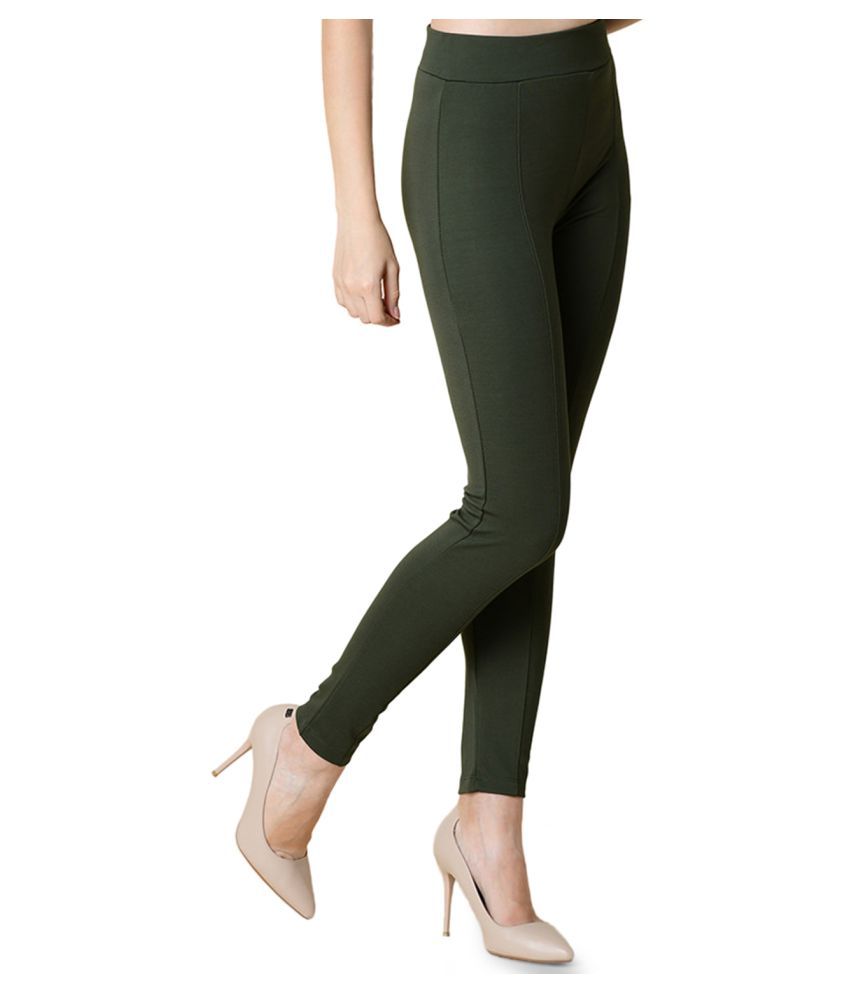 green jeggings womens