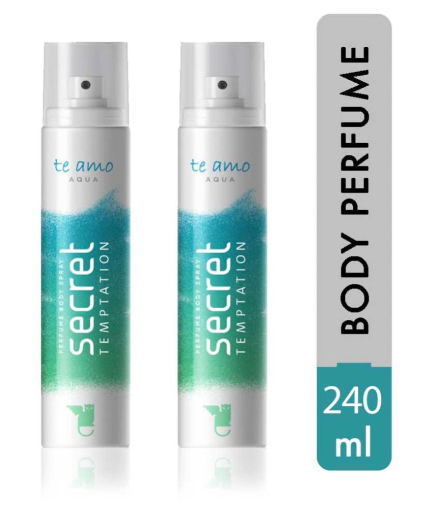     			secret temptation Te Amo Aqua Perfume Body Spray Pack of 2 Combo (120ML each) Perfume Body Spray - For Women (240 ml, Pack of 2)